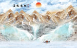 中式大理石山水背景墙