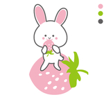 白兔吃草莓矢量图