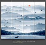 水墨山水壁画