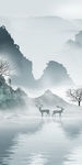 高档 玄关山水背景 TIF分层