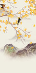 花鸟玄关山水背景 TIF分层