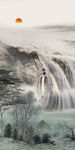 流水山水玄关背景 tif分层