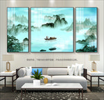 中式山水装饰画无框画沙发背景
