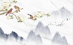 爵士白白玉兰画眉新中式背景墙