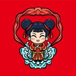 卡通国潮小女孩插画