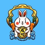 卡通手绘国潮中秋玉兔插画素材