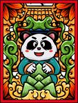 手绘国潮熊猫插画