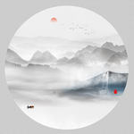 新中式山水圆形装饰画