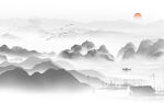 新中式水墨山水背景墙