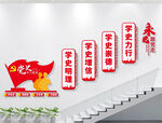 楼梯学党史党建标语文化墙