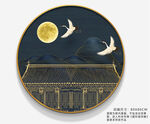 仙鹤装饰画宫殿新中式国潮装饰画