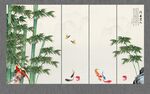 竹子九鱼图