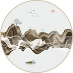 新中式圆形抽象山水画