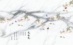 桃花花鸟石纹