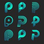 字母P创意图形图标UI 