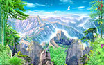 万里长城现代山水电视背景墙