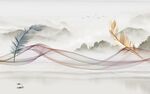 羽毛客厅背景山水 tif分层
