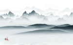 人气客厅背景山水 tif分层
