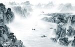 中国风背景风景山水 tif分层