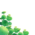 国潮插画荷叶装饰织物元素