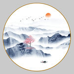 圆形山水画