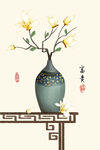 手绘花瓶装饰画