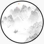 圆形山水画