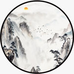 圆形山水画