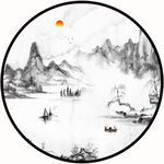 圆形山水画