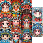 Q版京剧人物脸谱插画