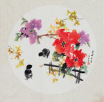 国画花鸟画山茶花