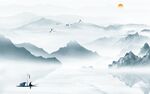 中国风简约背景山水 tif分层