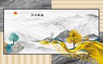 新中式意境山水线条大理石背景墙