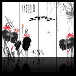 荷花国画