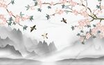 桃花爵士白山水背景墙