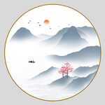 圆形山水画
