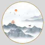 圆形山水画