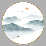 圆形山水画