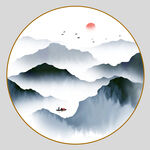 圆形山水画