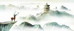 山水画 新中式 三联画