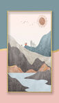 小清新山水晶瓷画玄关