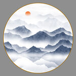 圆形山水画