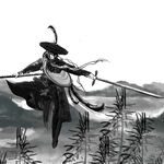 水墨山川国潮插画人物元素