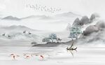 新中式高山流水背景墙