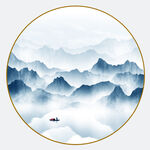圆形山水画