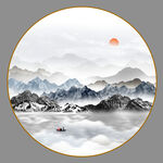 圆形山水画