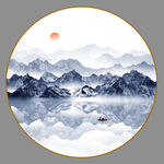 圆形山水画