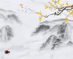 新中式花鸟梅花山水爵士白背景墙