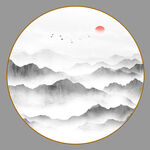 圆形山水画