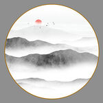 圆形山水画
